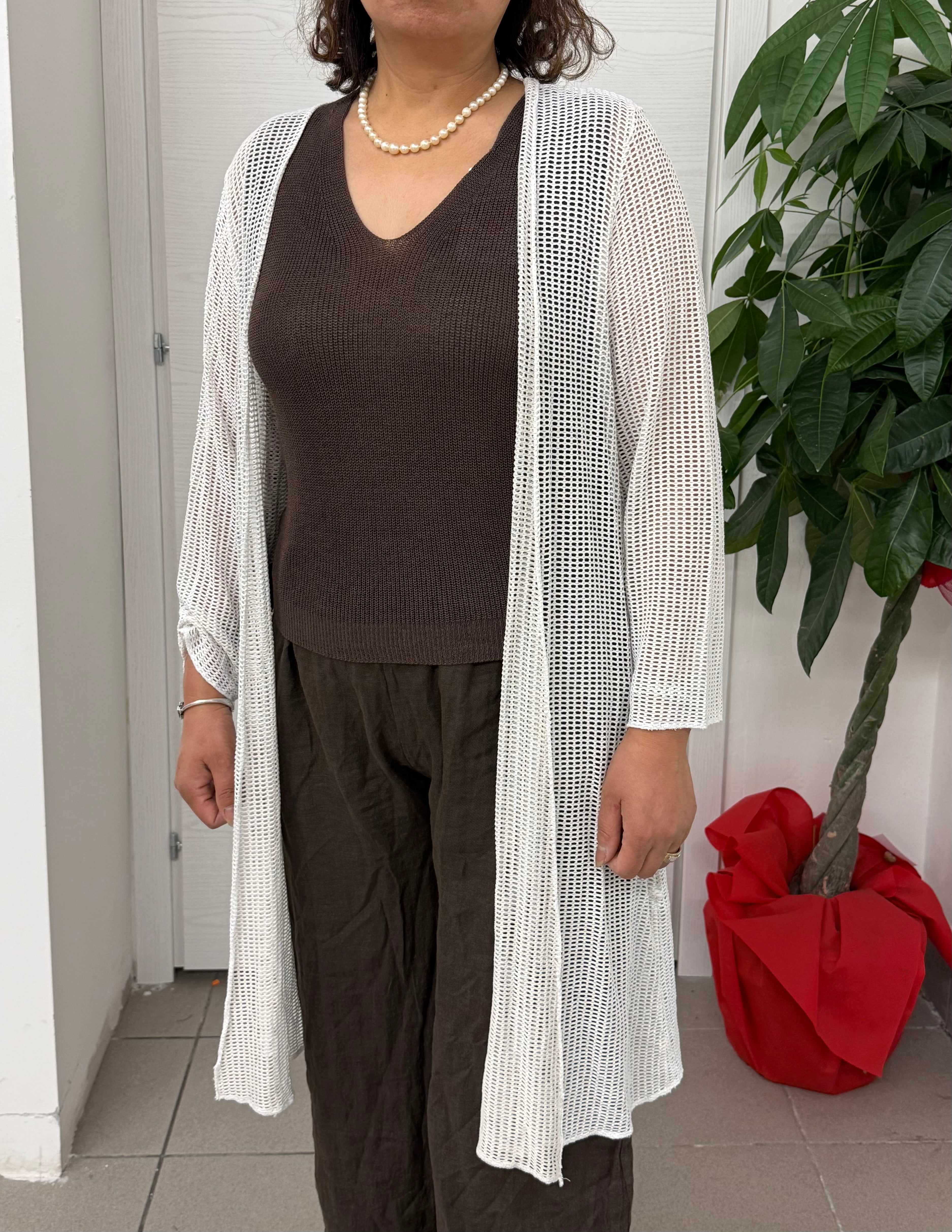 Cardigan lungo forato con lurex FGD MODA