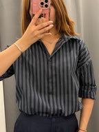 Camicia 100% Cotone Over Fit A Righe FGD MODA