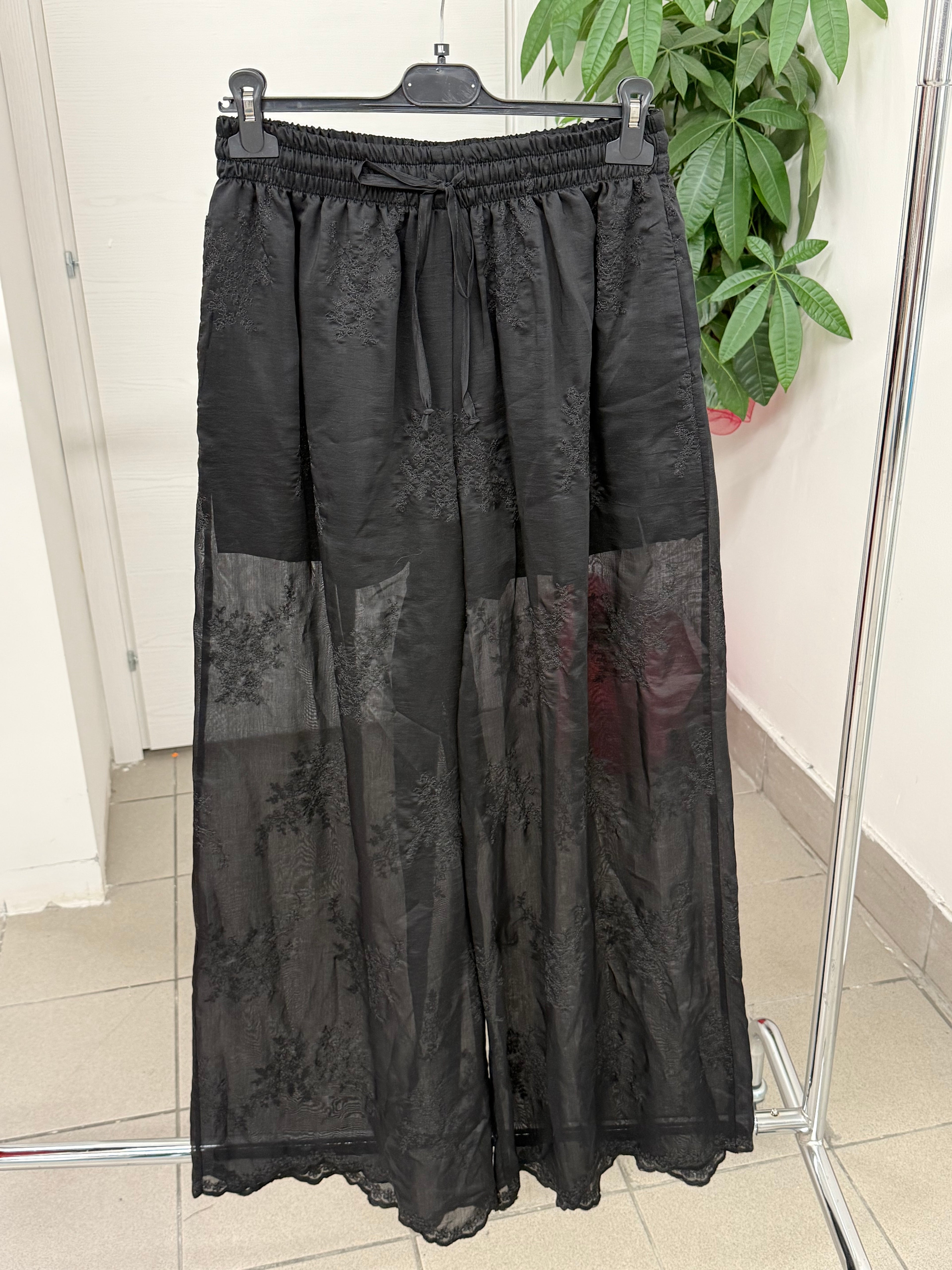 Pantaloni in Lyocell semitrasparenti a gamba larga LUMINA FGD MODA