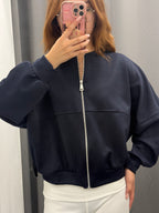 Felpa Over Fit Con Zip FGD MODA