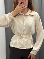 Camicia Effetto Raso A Maniche Lunghe Con Cinta FGD MODA