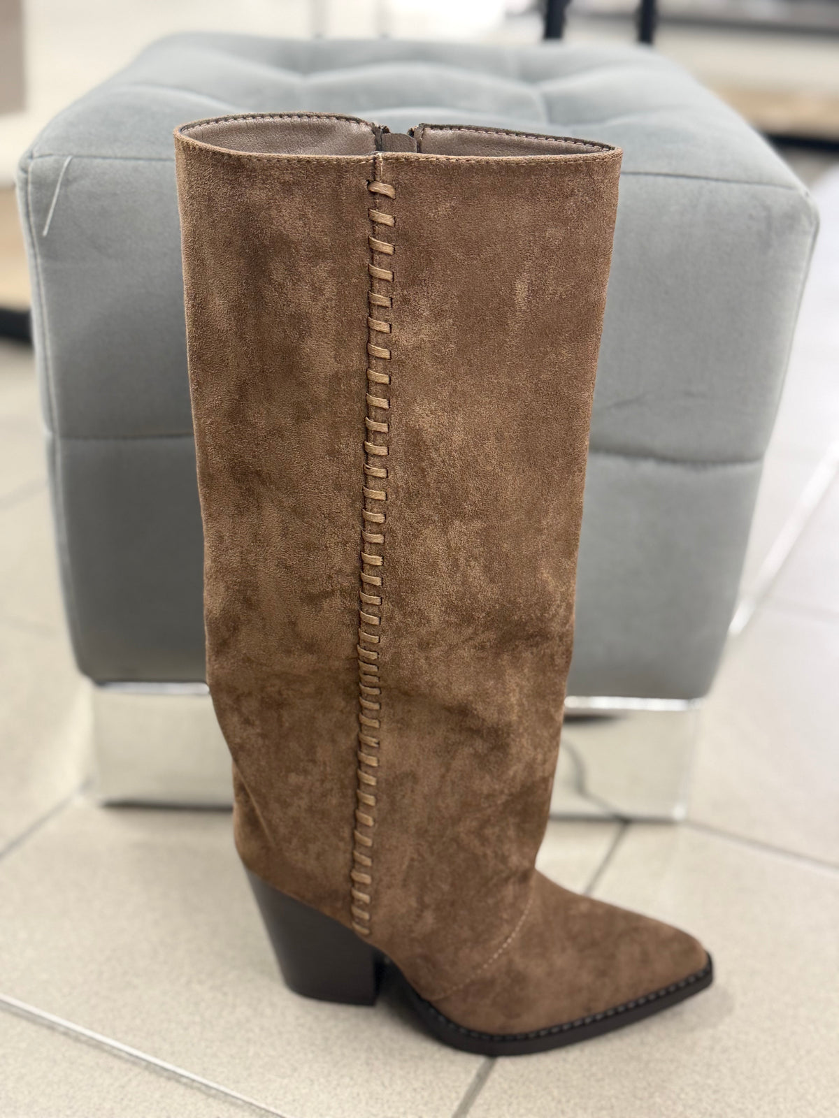 Stivali Texani In Camoscio Con Cucitura Laterale KL1015 FGD MODA