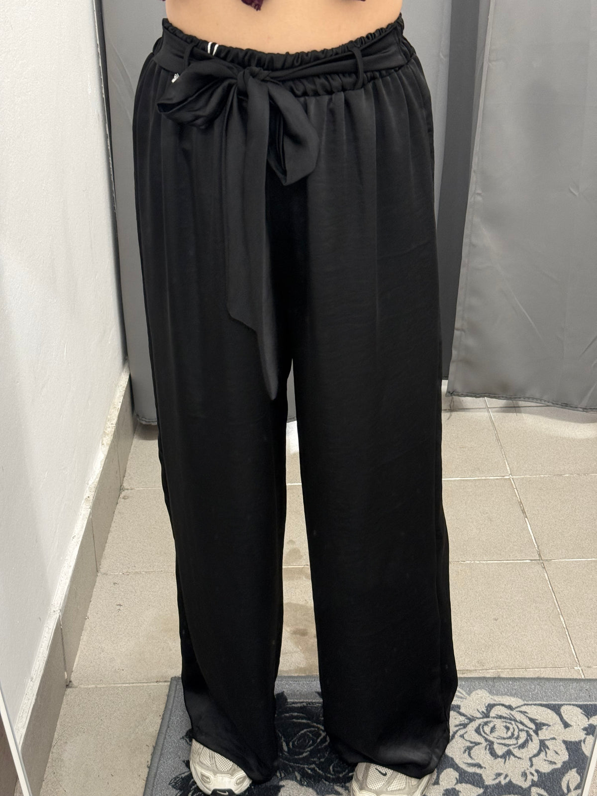 Pantaloni A Palazzo Effetto Raso Con Cinta In Tessuto FGD MODA