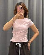 T-shirt in cotone con lacci sul retro FGD MODA
