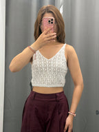 Top Crop a Uncinetto Scollo a V FGD MODA