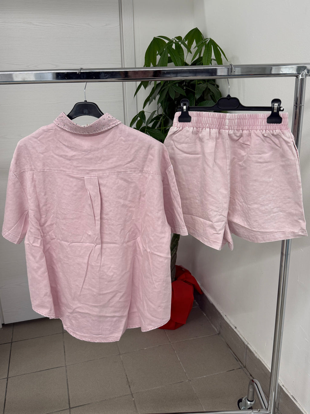 Set coordinato in cotone brillantinato Camicia e Pantaloncini FGD MODA