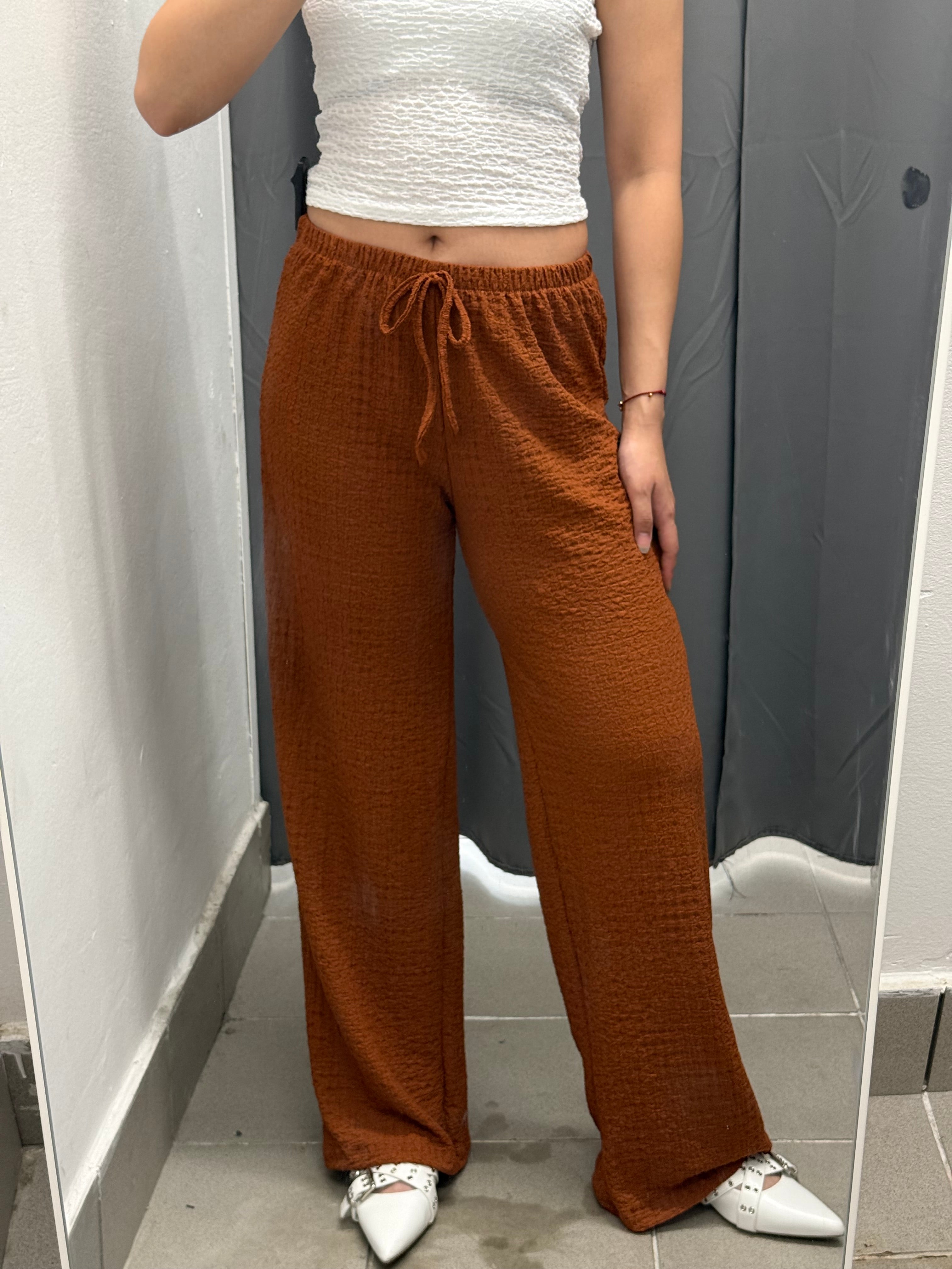 Pantaloni a Palazzo Effetto Gofrato FGD MODA