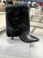Stivali in ecopelle con pelliccia tacco 10cm FGD MODA