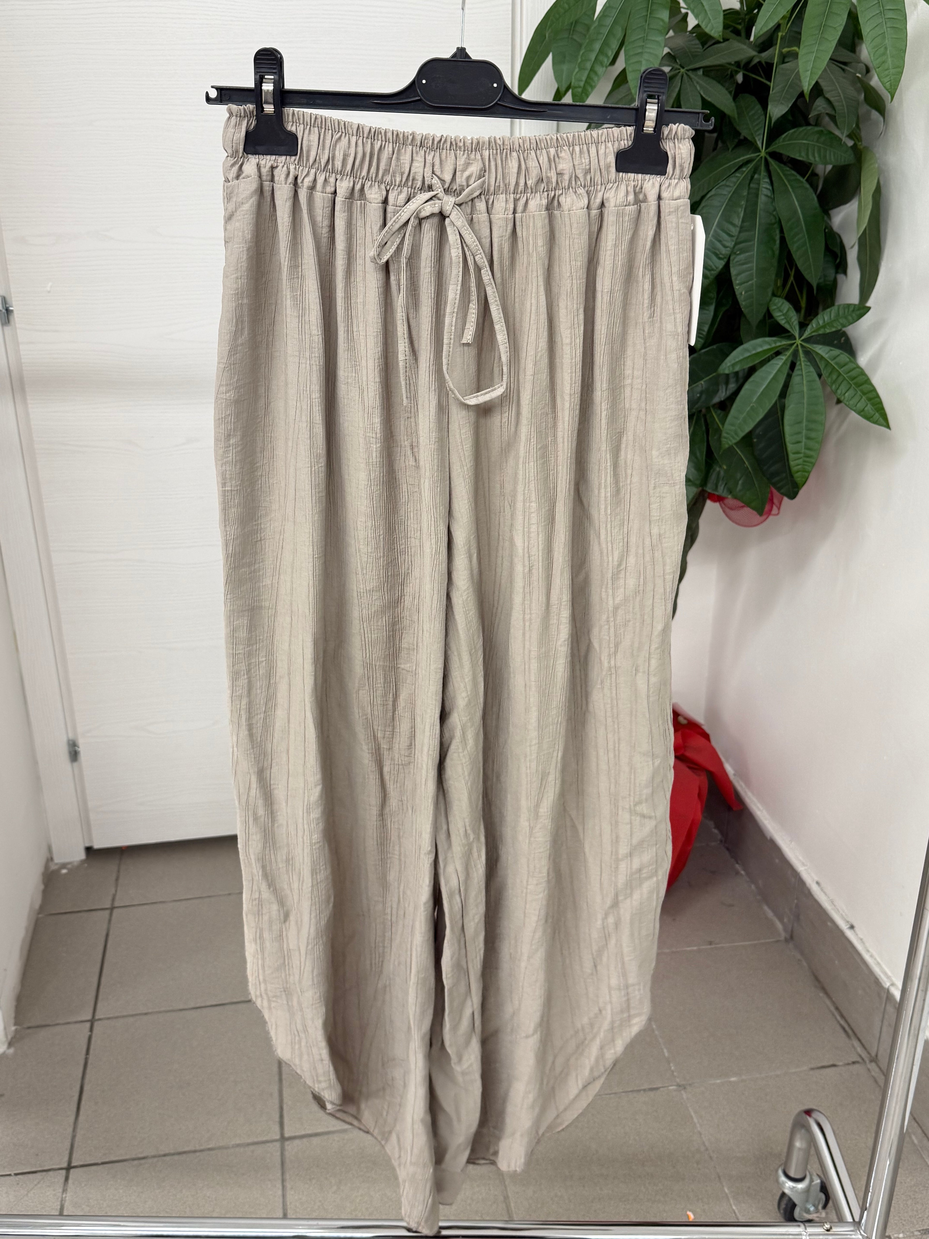 Pantaloni in Viscosa Ballon con Taglio Laterale FGD MODA
