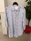 Camicia in cotone a righe con fiori FGD MODA