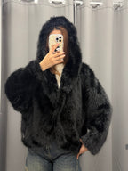 Giacca Pelliccia Over Fit Con Cappuccio FGD MODA