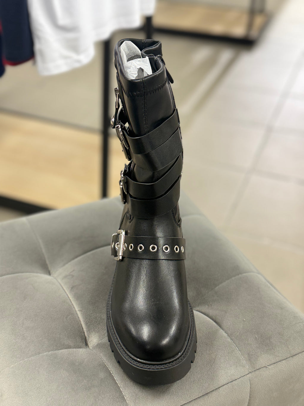 Stivali In Ecopelle Con Cinturini MS2155 FGD MODA