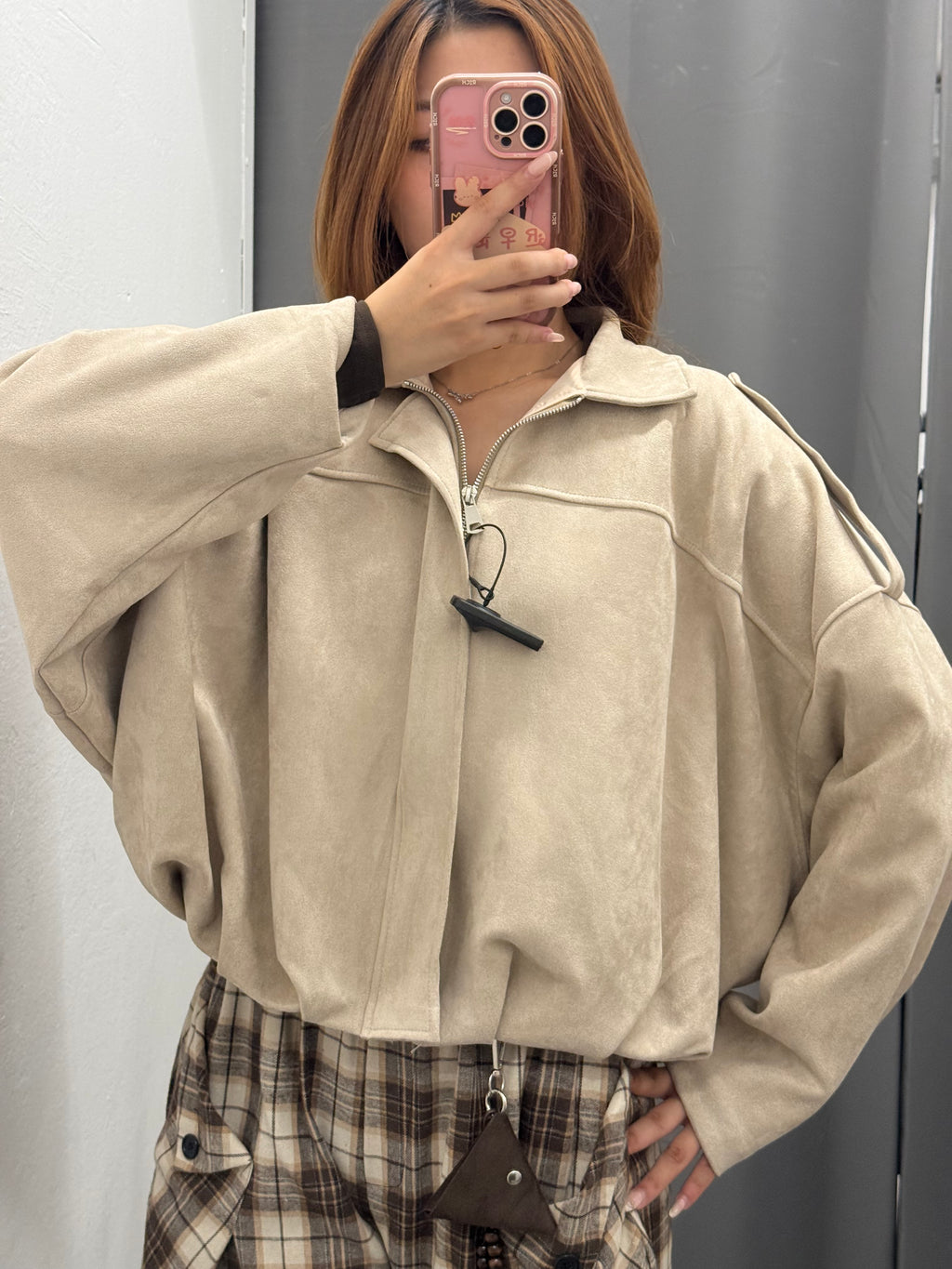 Giacca bomber in camoscio foderato all’interno FGD MODA