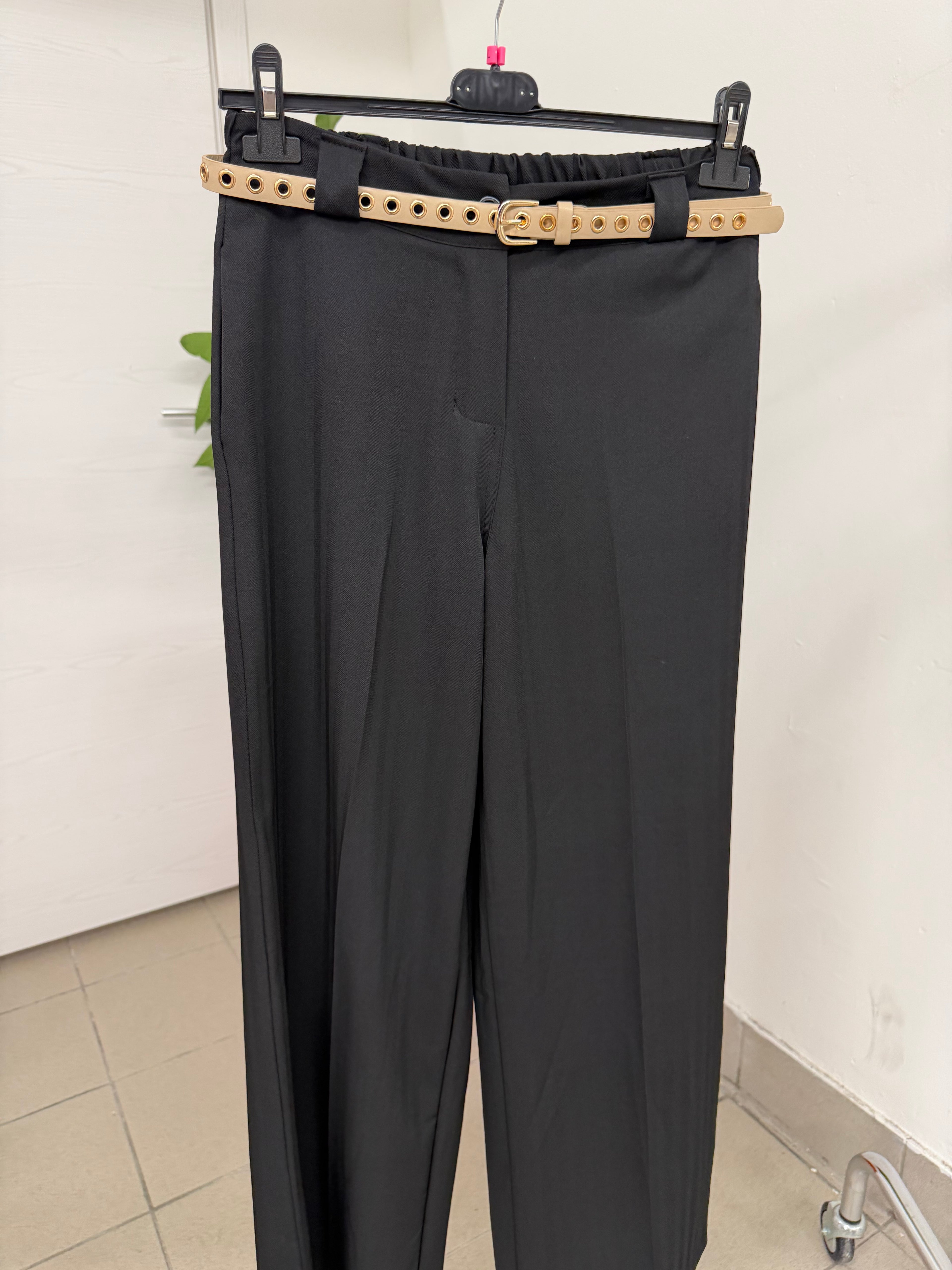 Pantalone a palazzo motivo a righe con contura FGD MODA