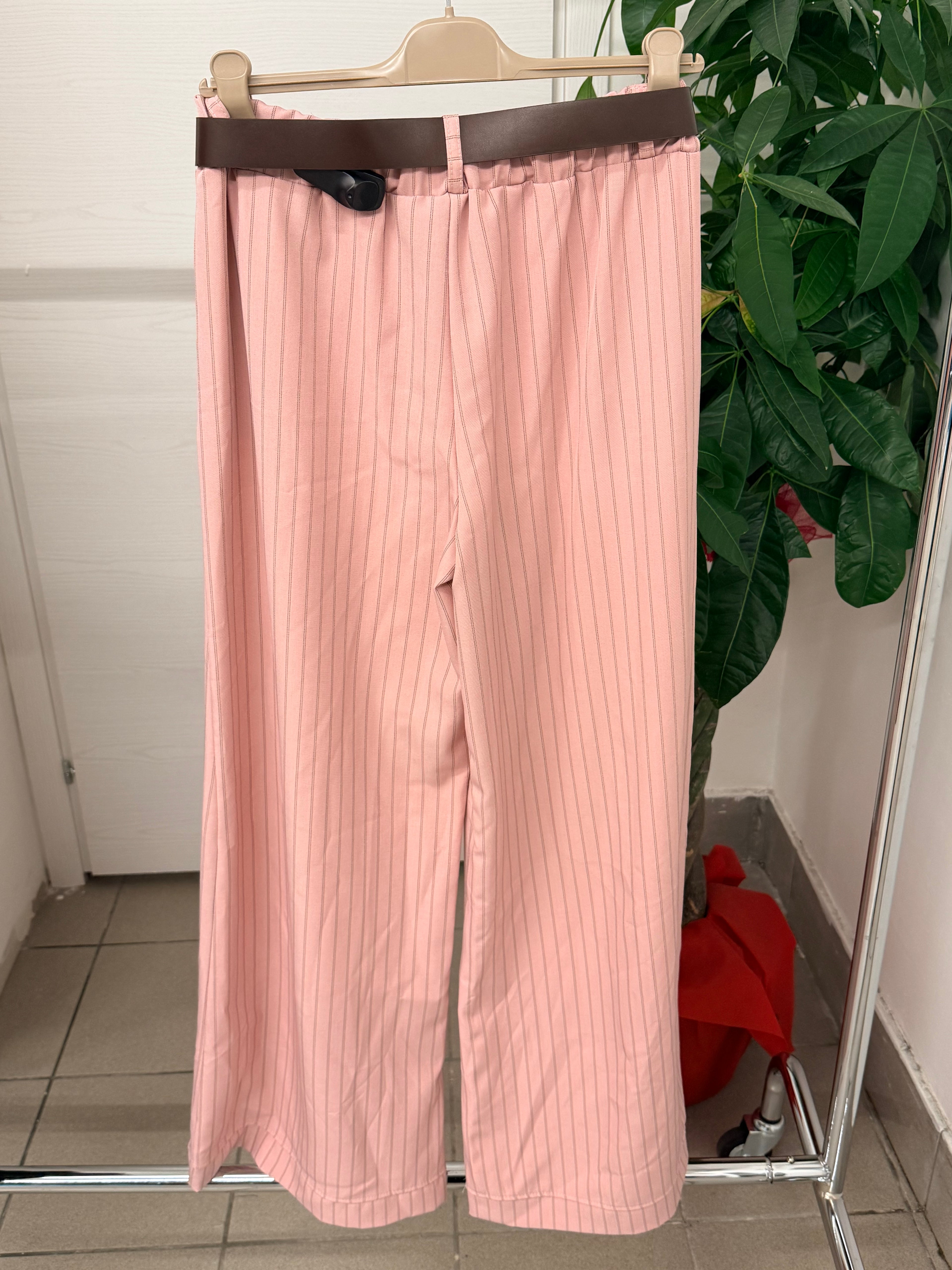 Pantaloni a palazzo a righe con cinta FGD MODA