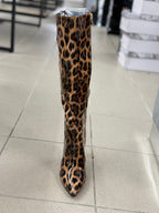 Stivali in ecopelle lucido leopardato FGD MODA