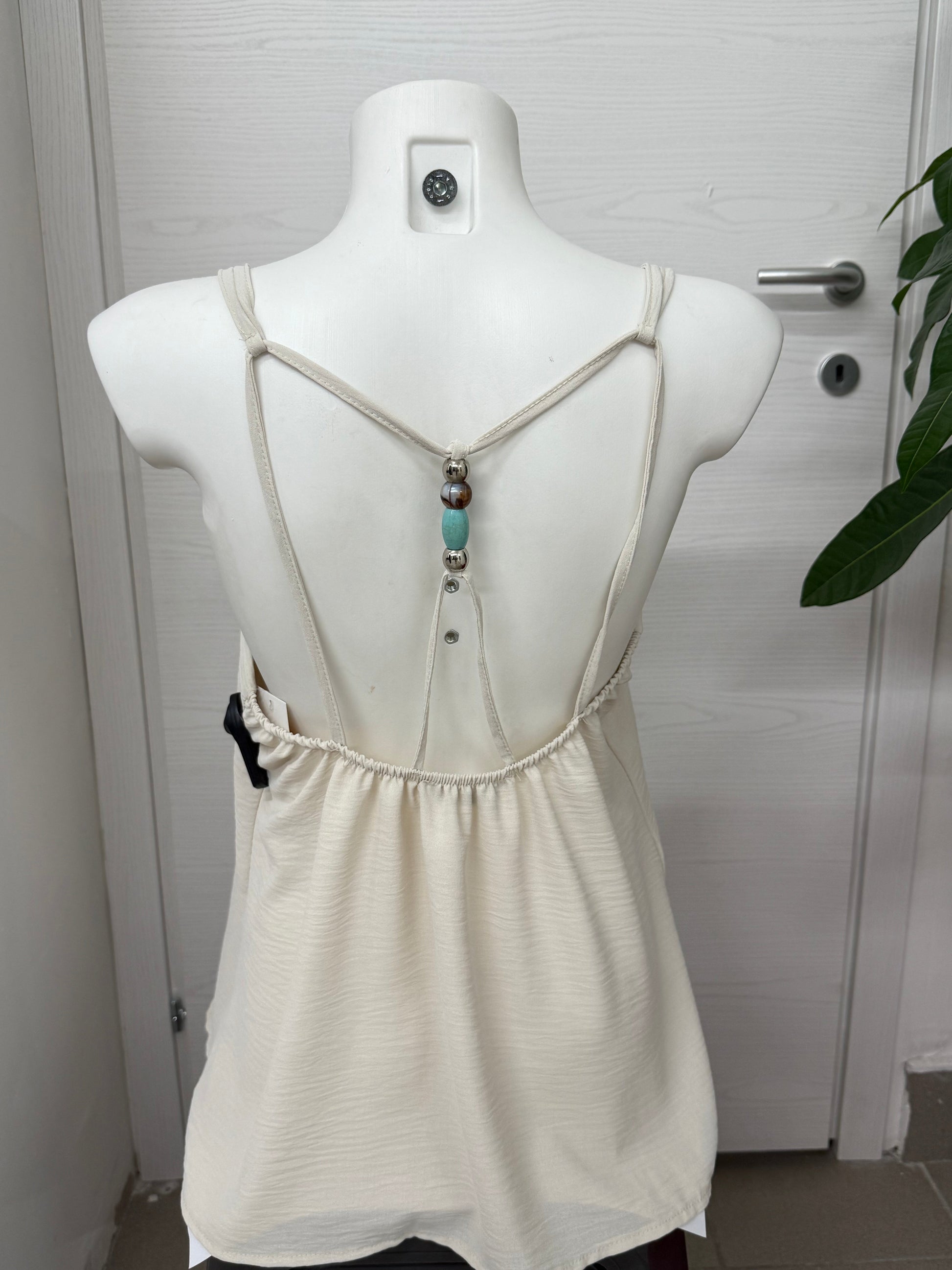 Canotta con perle sul retro FGD MODA