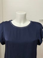 Maglietta maniche corte tinta unita con colletto lurex FGD MODA