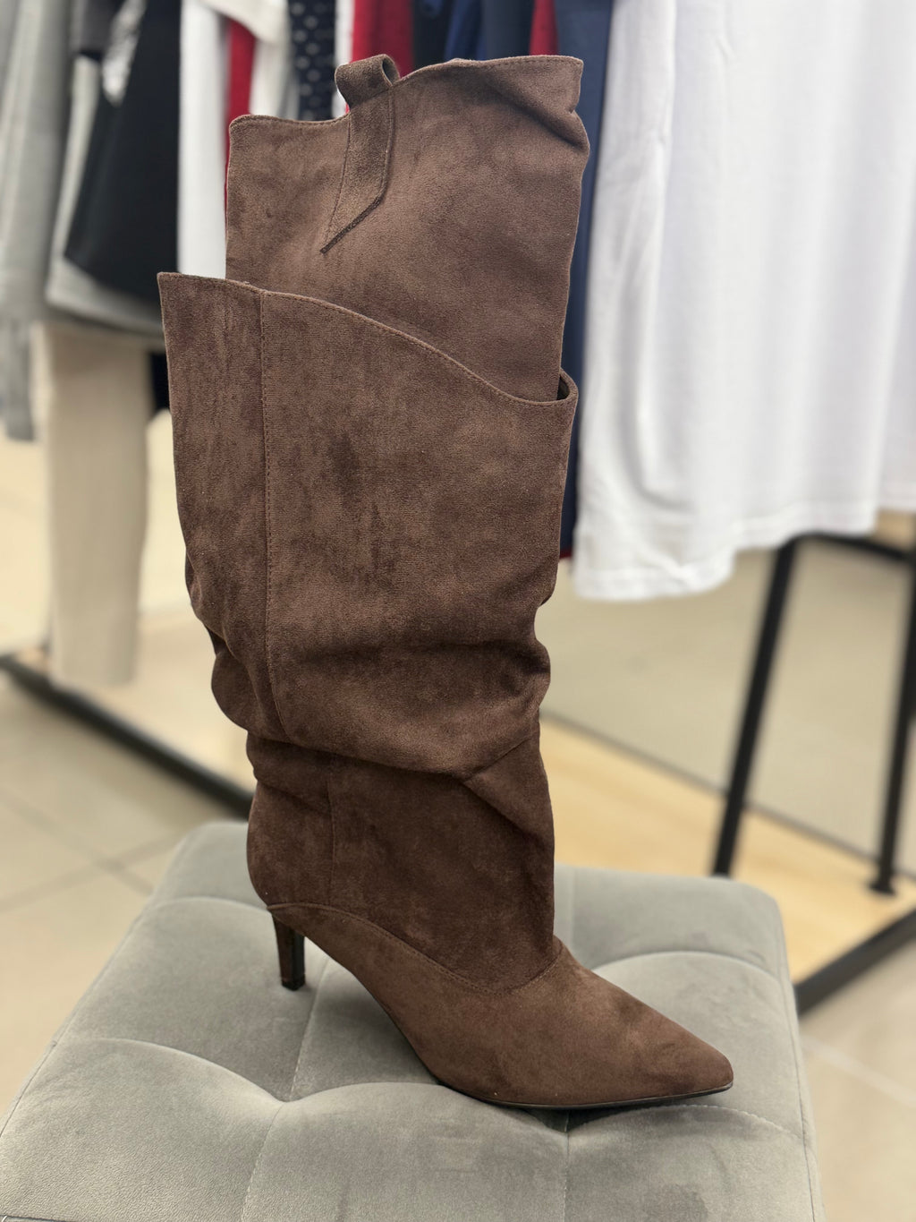 Stivali Alti In Camoscio Effetto Doppio Stivale FGD MODA