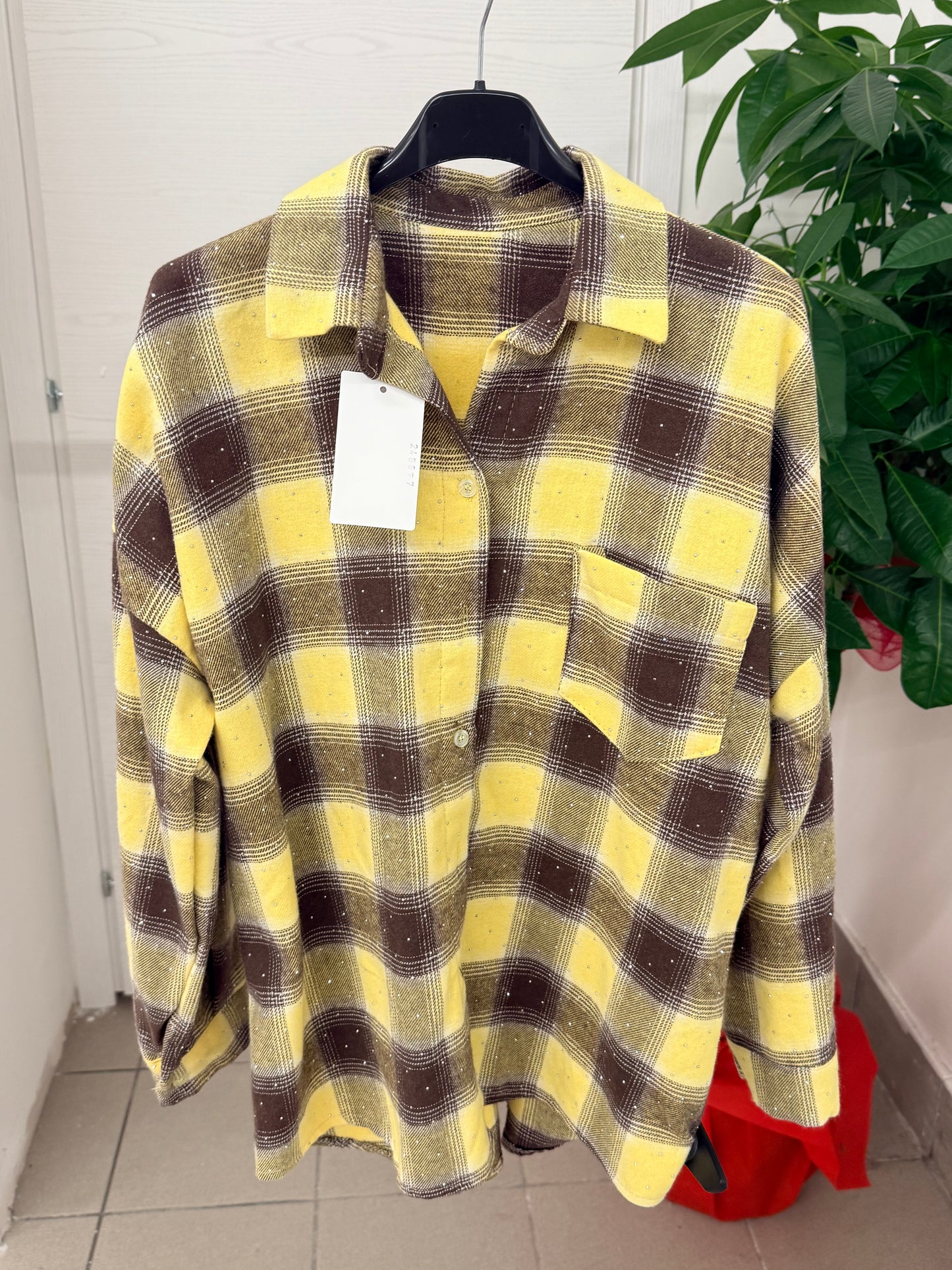 Camicia scozzese brillantinata con taschino FGD MODA