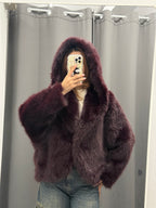 Giacca Pelliccia Over Fit Con Cappuccio FGD MODA