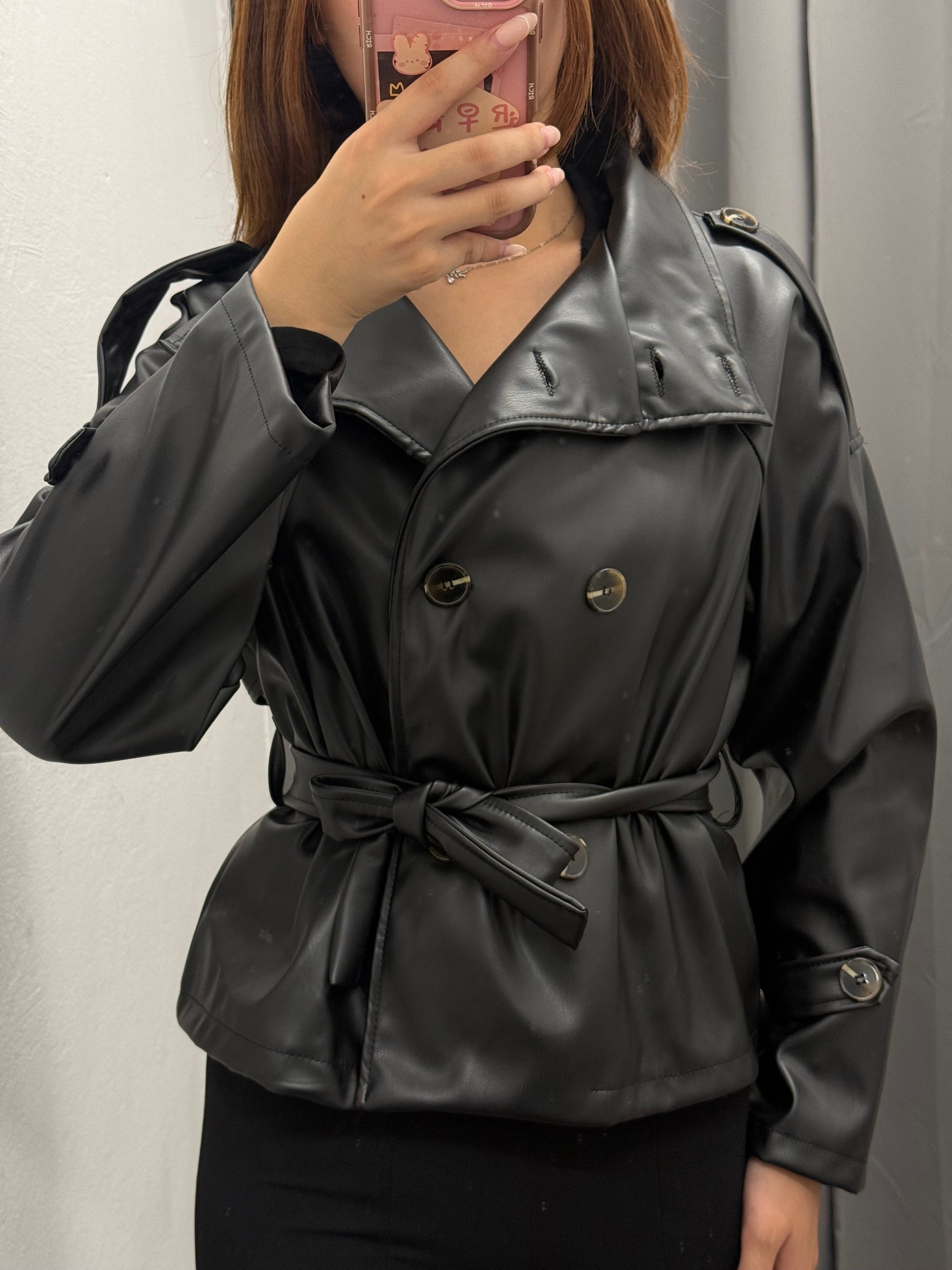 Trench Corto In Ecopelle Con Cinta FGD MODA