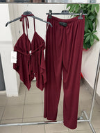 Set coordinato Top e Pantaloni a palazzo tinta unita FGD MODA