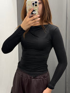 Maglietta In Lycra Con Arricciatura E Taglio Laterale FGD MODA