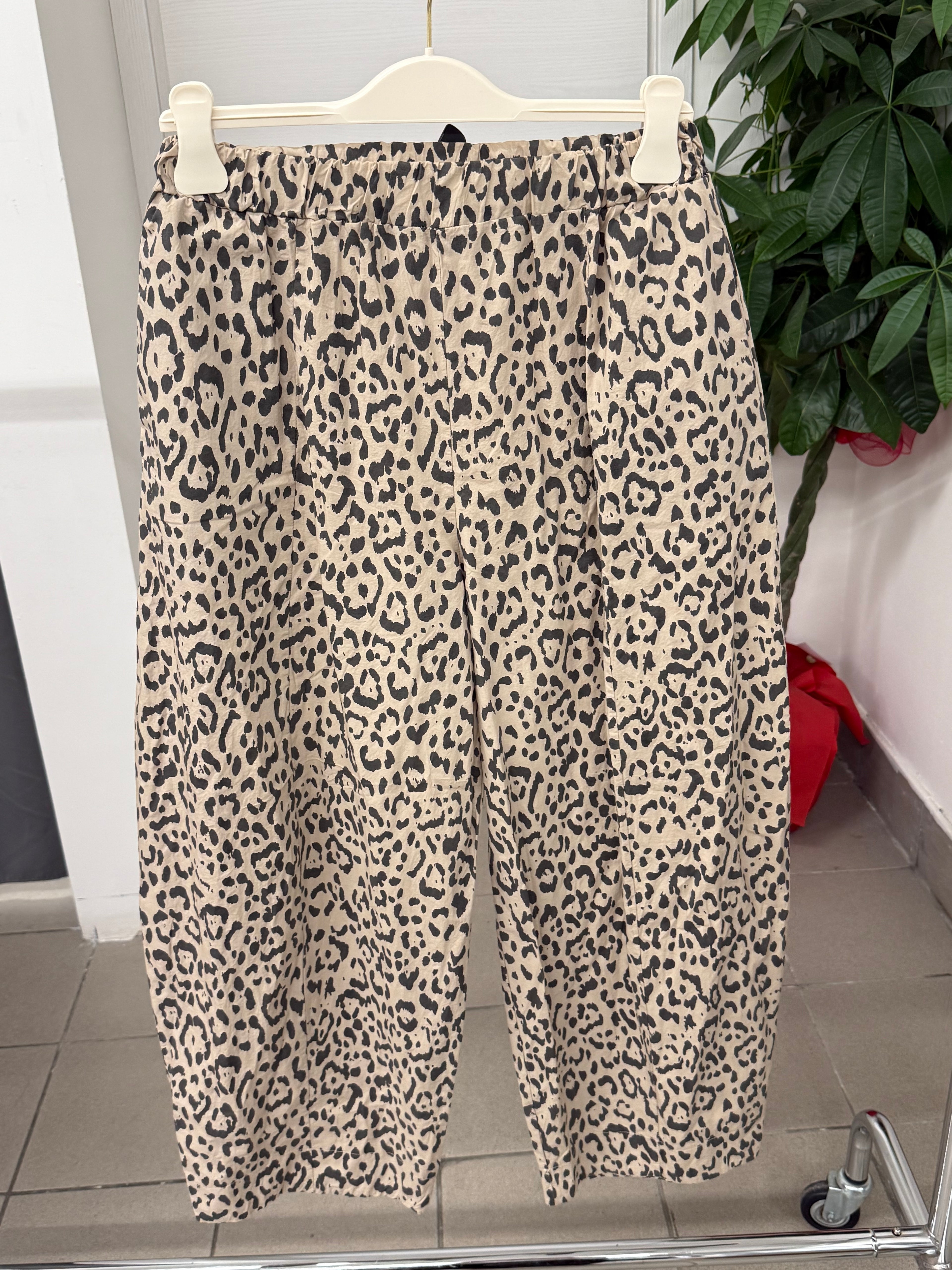 Pantaloni 100% cotone balloon leopardato FGD MODA