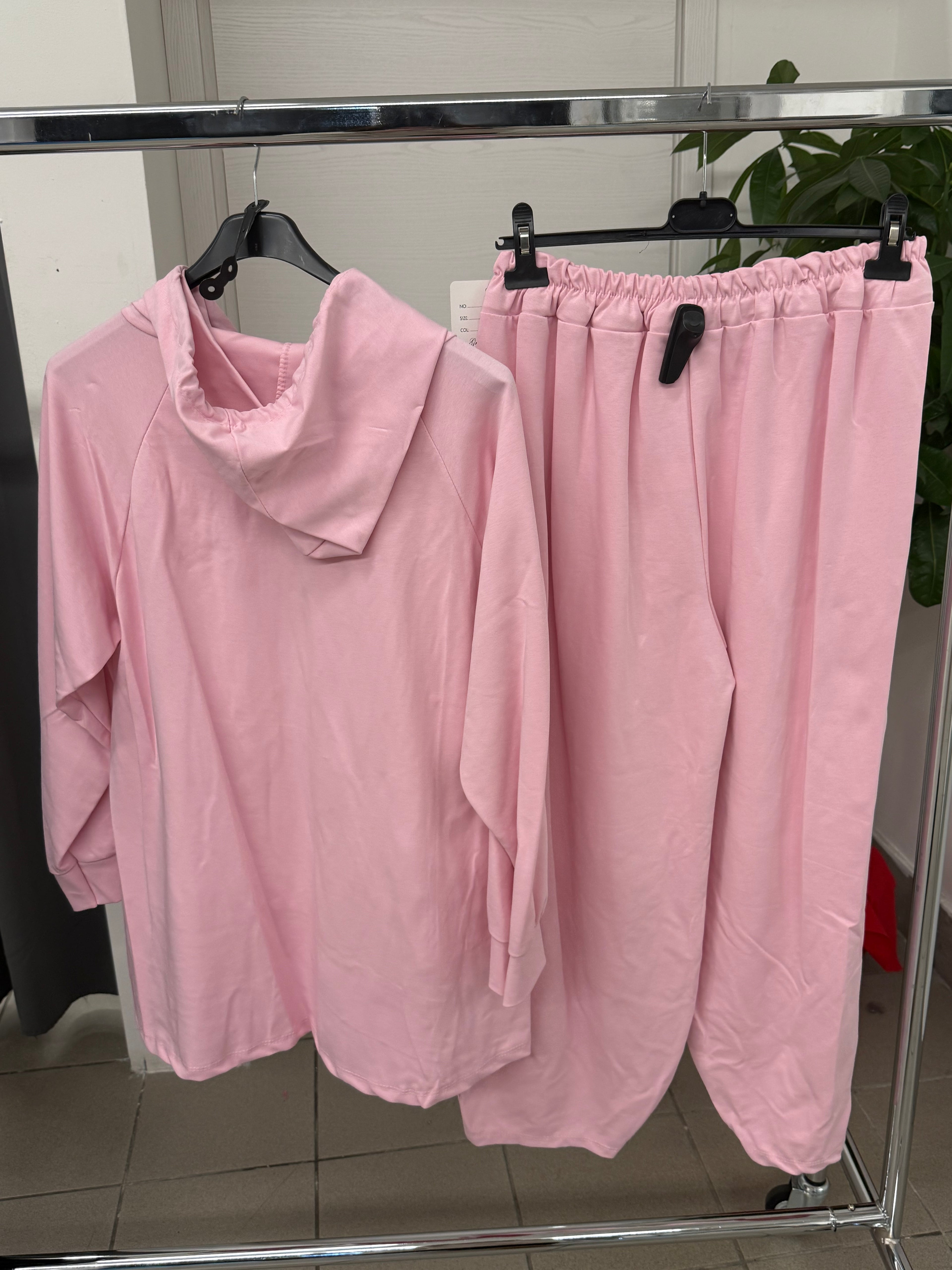 Set coordinato Felpa con cappuccio e Pantaloni balloon per taglie curvy