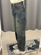 Jeans Balloon Con Tasche E Inserti Militari Laterali FX5438 FGD MODA
