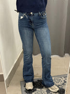 Jeans A Campana Vita Media Con Tasche A Patta Con Bottone JH9096 FGD MODA