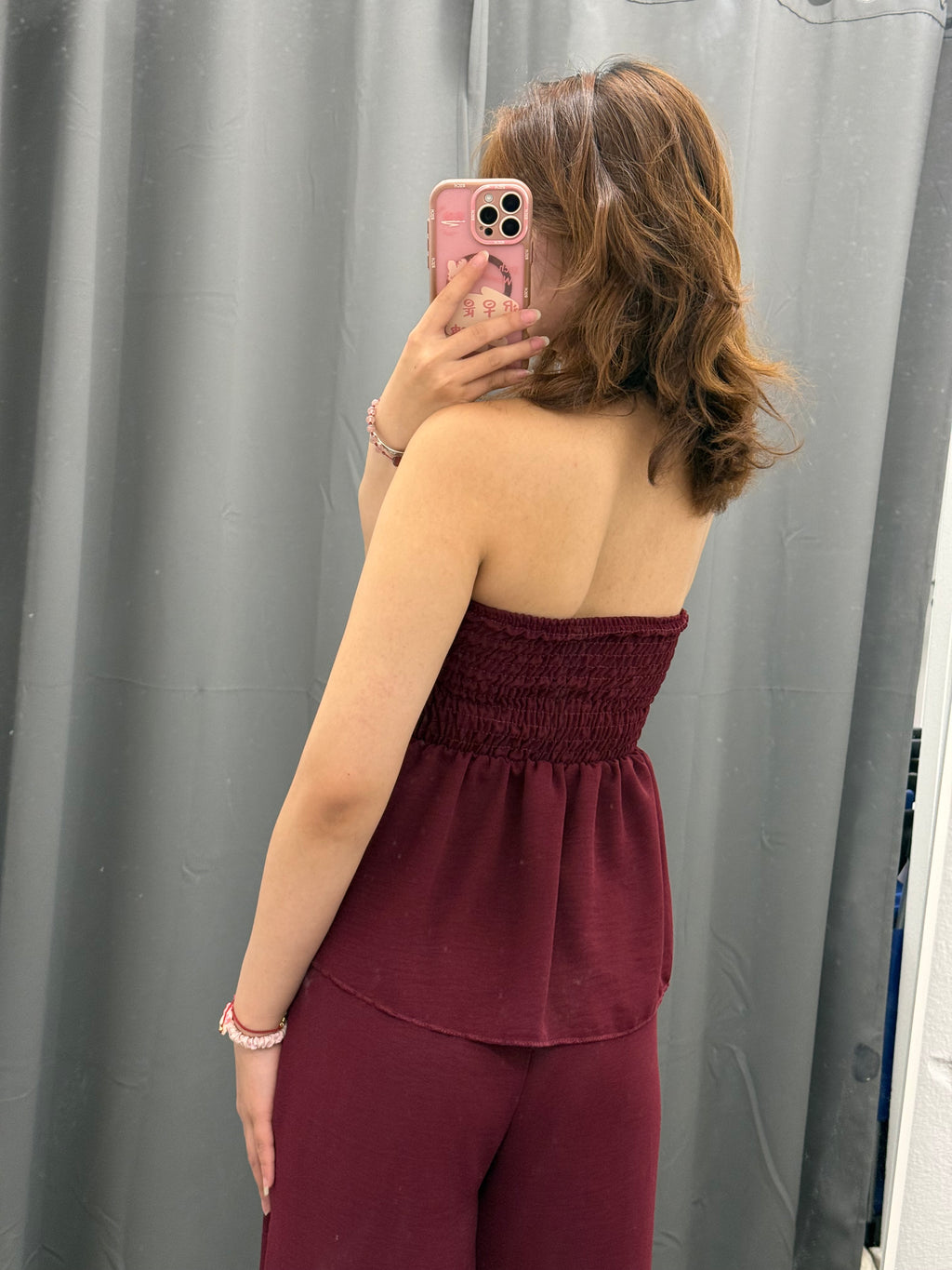 Set Coordinato Top a Fascia con Arricciatura e Pantaloni a Palazzo FGD MODA