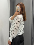 Blusa A Pois Con Maniche A Palloncino FGD MODA