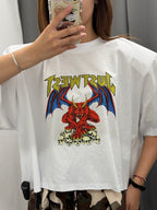 T-Shirt Crop Over Fit Con Spalle Imbottite Con Fantasia JUST WEST FGD MODA