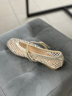 Ballerine Mary Jane forate con brillantini H97 FGD MODA