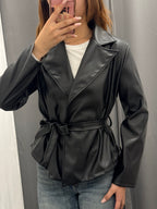 Giacca In Ecopelle Con Cinta FGD MODA