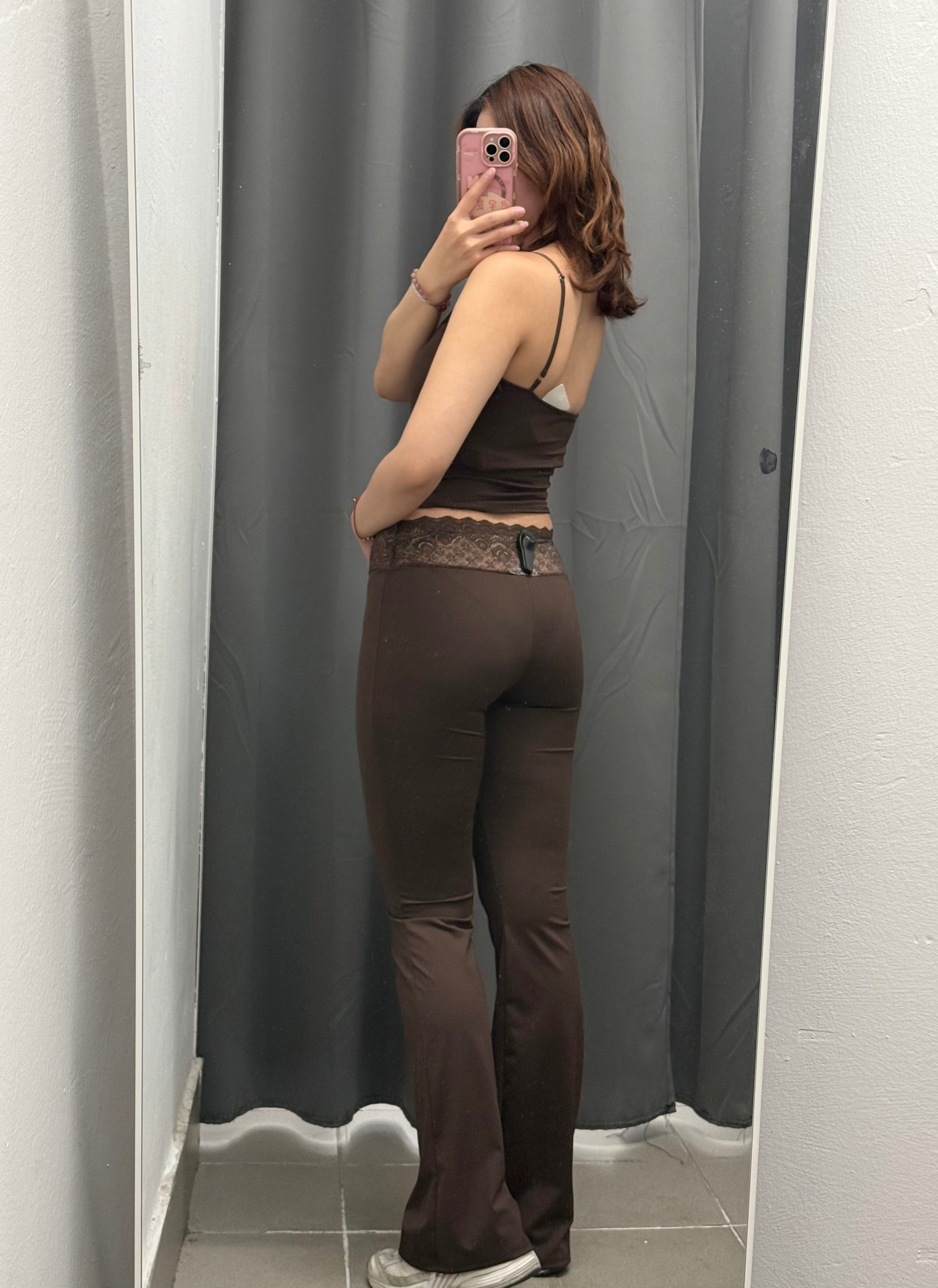 Set coordinato in lycra Top e Leggings a campana con bordi in pizzo FGD MODA