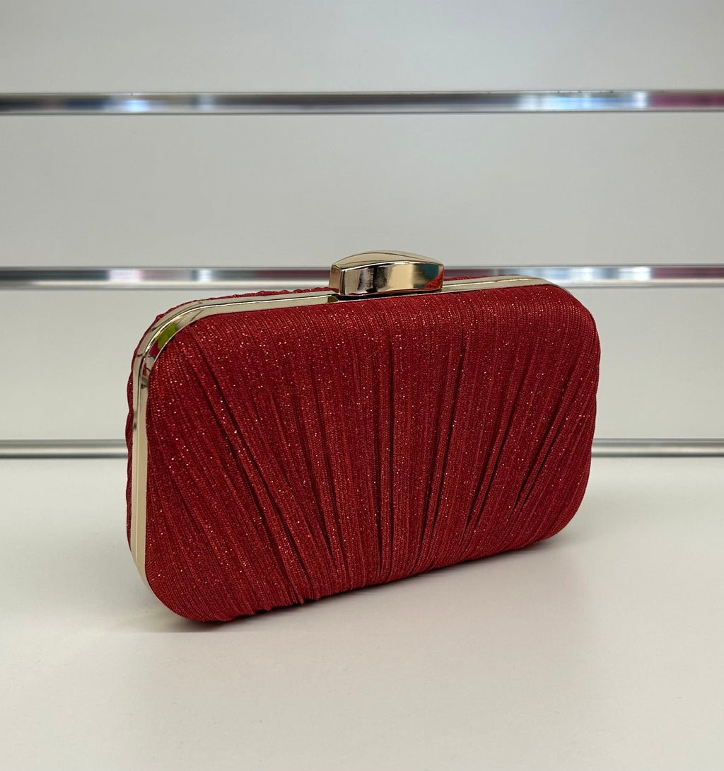 Pochette clutch brillantinata con chiusura in alto e tracolla FGD MODA
