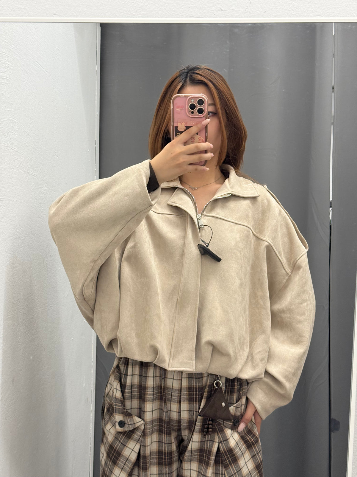 Giacca bomber in camoscio foderato all’interno FGD MODA