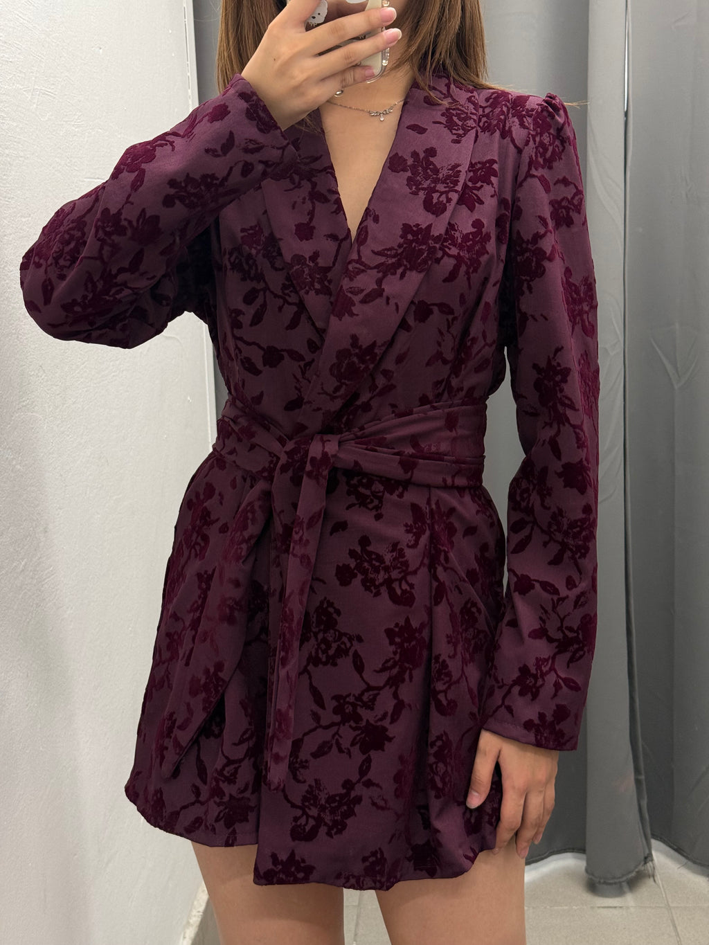 Abito Skort Blazer Con Stampe Fiorate In Velluto Con Cinta FGD MODA