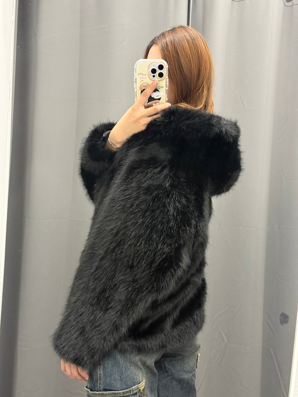 Giacca Pelliccia Over Fit Con Cappuccio FGD MODA