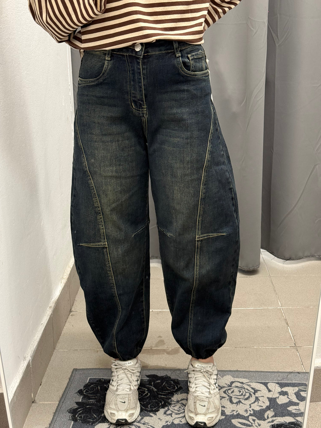 Jeans Balloon Con Cuciture Con Polsini LM807 FGD MODA