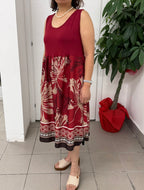 Abito midi in viscosa smanicato con fantasia FGD MODA