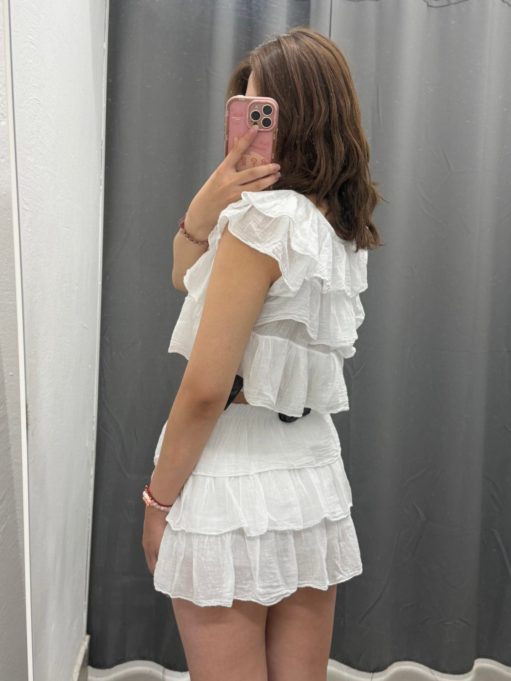 Set Coordinato 100% Cotone Top e Gonna a Balze FGD MODA