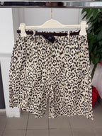 Pantaloni bermuda 100% cotone leopardato con cinta FGD MODA