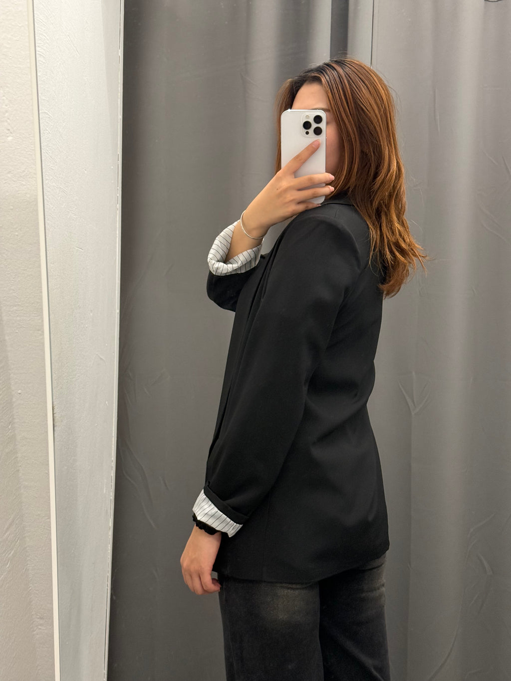 Giacca blazer over fit con fordera a righe senza chiusura FGD MODA