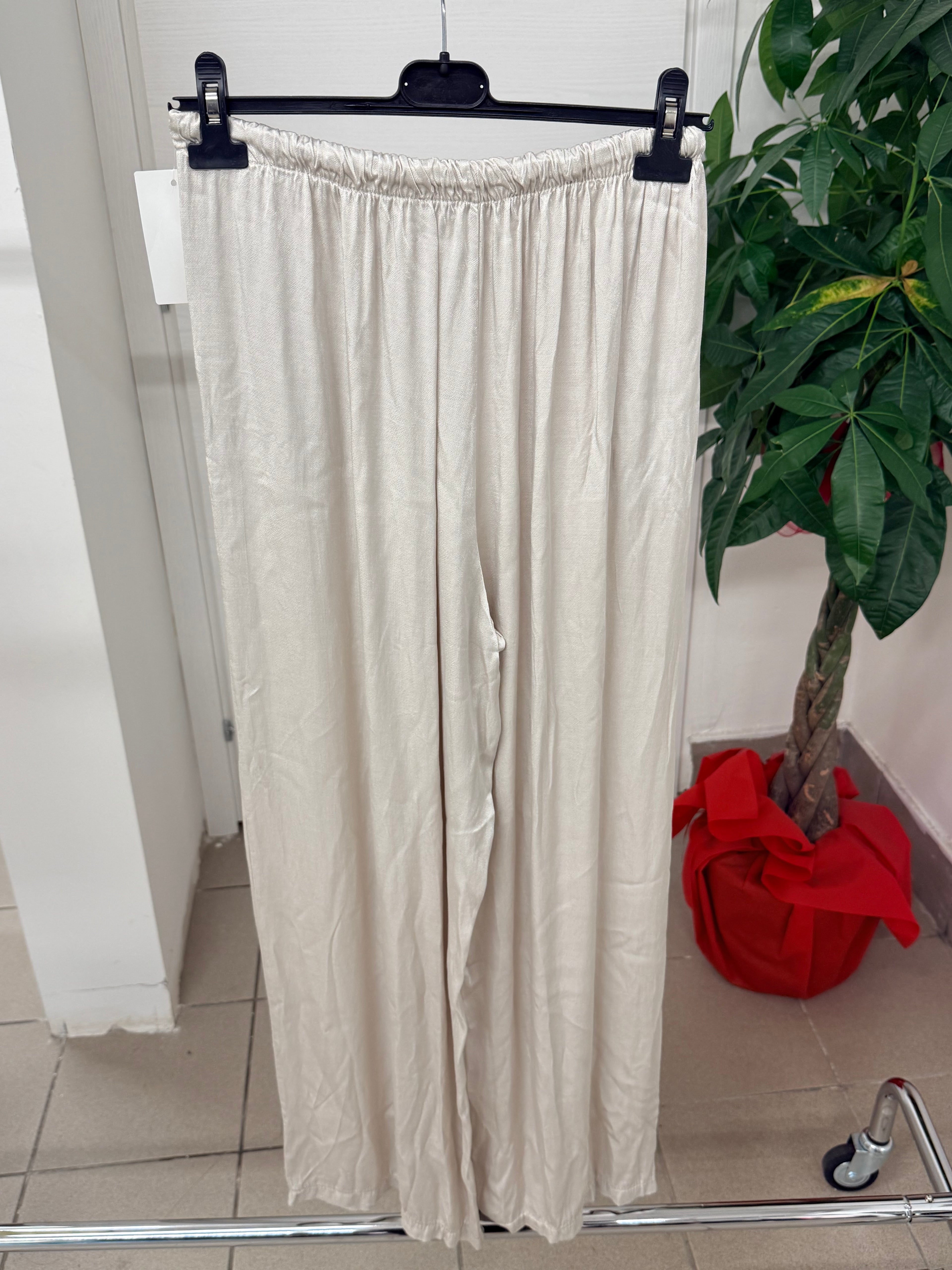 Pantaloni in raso a palazzo con tasche FGD MODA