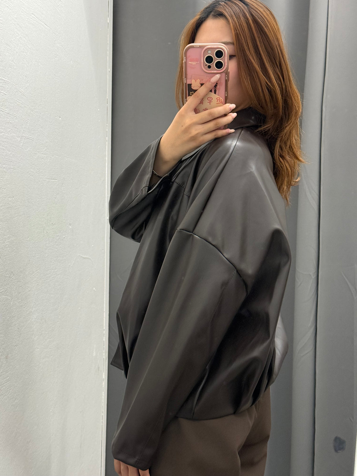 Giacca Bomber In Ecopelle Over Fit Con Zip FGD MODA