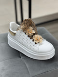 Sneakers platform alta con fiori